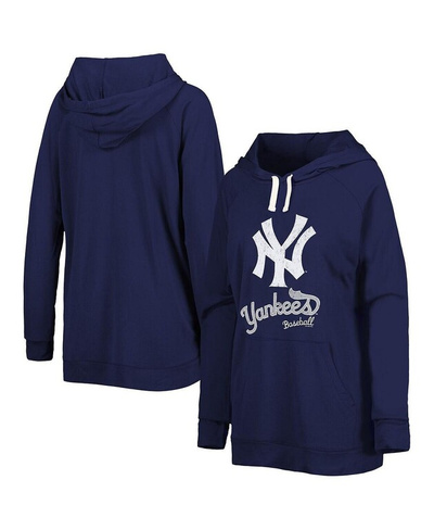 Женский темно-синий пуловер с капюшоном New York Yankees перед игрой реглан Touch, темно-синий