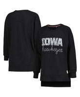 Женский черный пуловер реглан с принтом «Iowa Hawkeyes Steamboat» и животным принтом, толстовка Pressbox, черный
