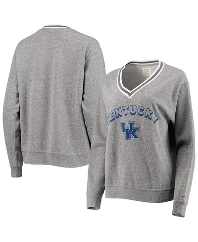 Женский серый пуловер с треугольным вырезом Kentucky Wildcats Victory Springs, толстовка с v-образным вырезом League Col