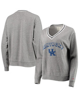 Женский серый пуловер с треугольным вырезом Kentucky Wildcats Victory Springs, толстовка с v-образным вырезом League Col