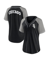 Женская фирменная черная футболка Chicago White Sox Ultimate Style реглан с v-образным вырезом Fanatics, черный