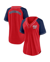 Женская красная футболка с v-образным вырезом реглан и логотипом Washington Nationals Ultimate Style Fanatics, красный
