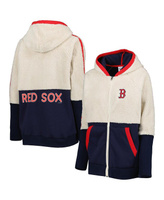 Женская толстовка с молнией во всю длину реглан овсяного цвета, темно-синяя худи Boston Red Sox Shuffle It G-III 4Her by