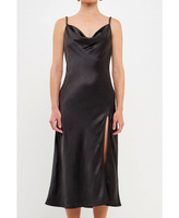 Женское атласное платье с разрезом и массивной цепочкой endless rose, черный
