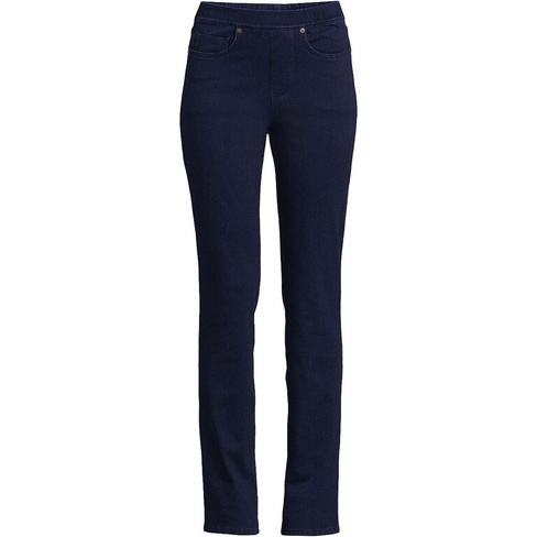 Женские прямые джинсы из трикотажного денима со средней посадкой и высокой посадкой в ​​виде морской звезды Lands' End