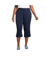 Женские спортивные трикотажные брюки больших размеров с эластичной резинкой на талии и капри Lands' End