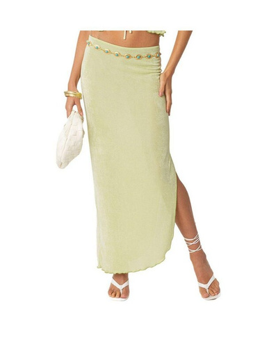 Женская юбка макси с разрезом Milan Edikted, зеленый
