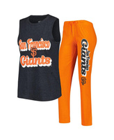Женский оранжевый, черный комплект для сна с майкой и брюками San Francisco Giants Wordmark Meter Concepts Sport