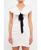 Женское плиссированное мини-платье с воздушными рюшами endless rose, белый