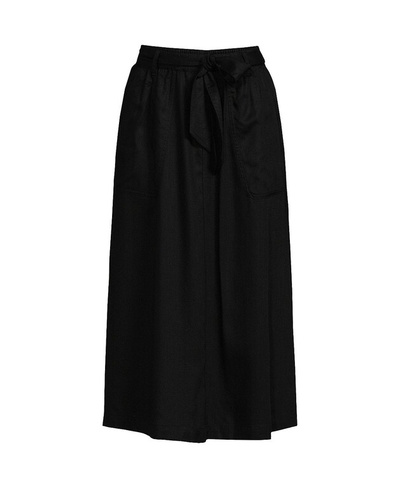 Женская юбка миди из тенселя с завязкой на талии Lands' End, черный