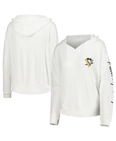 Женская белая футболка с капюшоном с длинными рукавами Pittsburgh Penguins Accord Hacci Concepts Sport, белый