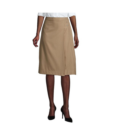 Школьная форма, женская однотонная юбка-трапеция ниже колена Lands' End, хаки