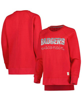 Женский красный пуловер реглан с принтом Wisconsin Badgers Steamboat и животным принтом, толстовка Pressbox, красный