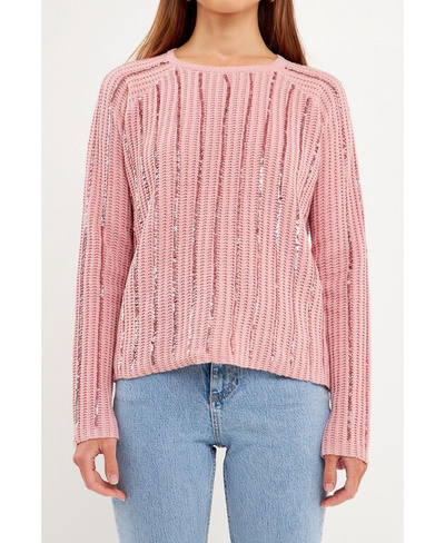 Женский свитер с пайетками endless rose, розовый