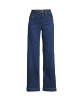 Женские синие джинсы Petite Recover с высокой посадкой и широкими штанинами Lands' End