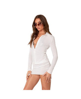 Женская трикотажная прозрачная рубашка на пуговицах Edikted, белый