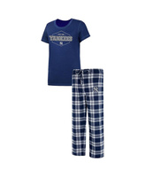 Женский комплект для сна с бейджами больших размеров темно-синего и серого цвета New York Yankees Concepts Sport