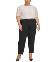 Укороченные брюки до щиколотки со складками спереди больших размеров Calvin Klein, черный