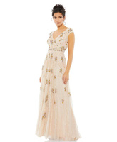 Женское украшенное платье трапециевидной формы с запахом и рукавами-крылышками MAC DUGGAL