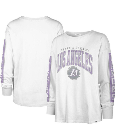 Женская белая футболка с длинным рукавом Los Angeles Lakers City Edition SOA '47 Brand, белый