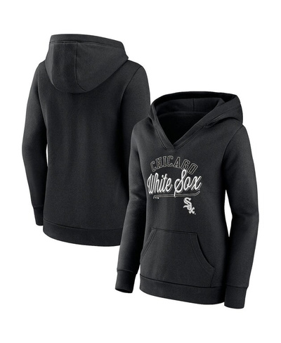 Женский фирменный черный пуловер с капюшоном Chicago White Sox Simplicity Crossover с v-образным вырезом Fanatics, черны