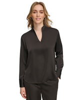 Женская блузка с длинным рукавом и v-образным вырезом Calvin Klein, черный