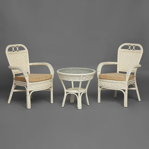 Комплект террасный «Andrea» (2 кресла с подушкой + 1 столик)( TCH White)