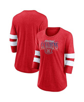 Женская фирменная красная и белая футболка Montreal Canadiens Full Shield с рукавами 3/4, трехслойная футболка реглан с