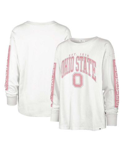 Женская белая футболка с длинным рукавом Ohio State Buckeyes SOA 3-Hit '47 Brand, белый