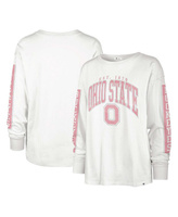 Женская белая футболка с длинным рукавом Ohio State Buckeyes SOA 3-Hit '47 Brand, белый