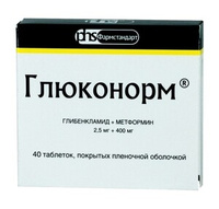 Глюконорм Таблетки покрытые оболочкой 2,5 мг+ 400 мг 40 шт Фармстандарт
