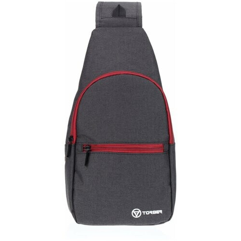 Рюкзак TORBER с одним плечевым ремнем, чёрный/бордовый, полиэстер 300D/ткань катионик, 33 х 17 х 6 см (T062-BRD) Torber