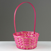 Корзина плетеная, 20,5 × 9,5 × 33 см, розовая, бамбук No brand