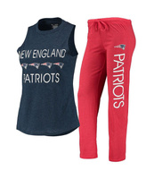 Женский темно-синий, красный комплект для сна New England Patriots Plus Size из майки и брюк Concepts Sport