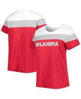Женская футболка размера плюс с разрезом «Малиновая Оклахома Сунерс» Profile