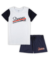 Женский бело-темно-синий комплект для сна Denver Broncos размера плюс с футболкой и шортами Downfield Concepts Sport