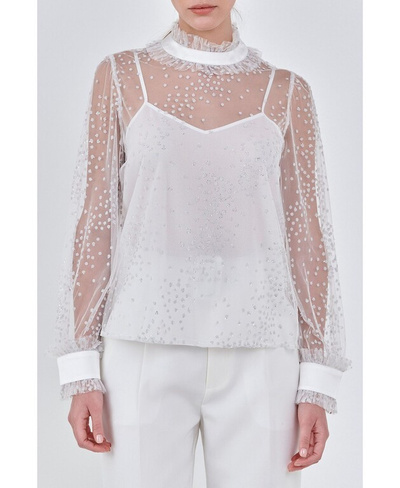 Женская блузка из крапчатой ​​сетки endless rose, белый