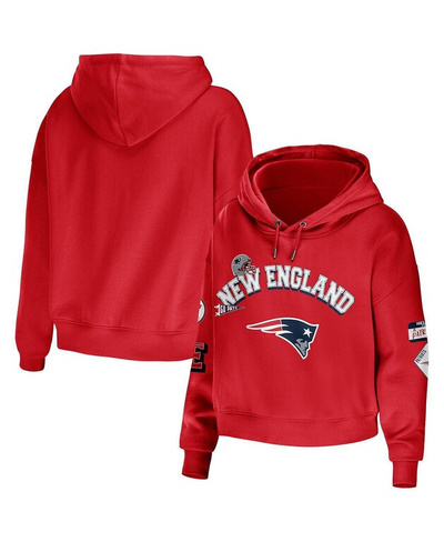 Женский красный укороченный пуловер с капюшоном New England Patriots Modest WEAR by Erin Andrews, красный