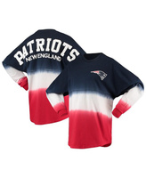 Женская темно-красная футболка с омбре с логотипом New England Patriots и длинными рукавами Fanatics