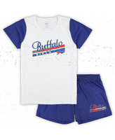 Женский комплект для сна белого цвета Royal Buffalo Bills размера плюс с футболкой и шортами для даунфилда Concepts Spor