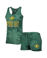 Женский зеленый комплект для сна Green Bay Packers Billboard с круглым вырезом и шортами-борцовкой Concepts Sport, зелен