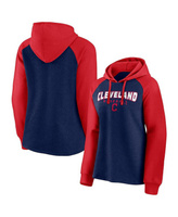 Женский пуловер с капюшоном темно-синего и красного цвета с фирменным логотипом Cleveland Guardians Recharged реглан Fan