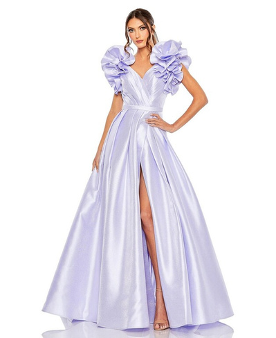 Женское бальное платье с развевающимися рукавами, V-образным вырезом и разрезом спереди MAC DUGGAL
