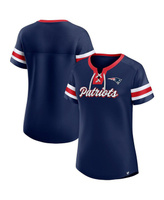 Женская фирменная темно-синяя футболка New England Patriots размера плюс Original State на шнуровке Fanatics, темно-сини