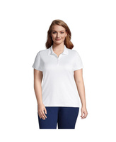Женская хлопковая рубашка-поло с короткими рукавами больших размеров Supima Lands' End, белый
