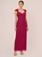 Adrianna Papell Платье-платье с отделкой из бисера, Пурпурный