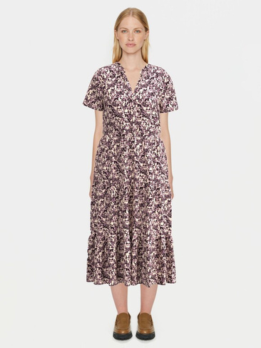 Многоярусное платье миди с короткими рукавами Saint Tropez Eda, Mulberry Soft Focus