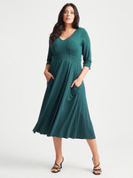 Платье средней длины Scarlett & Jo с V-образным вырезом, расклешенное, зеленое