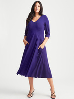 Платье средней длины Scarlett & Jo с V-образным вырезом и расклешенным принтом, фиолетовое
