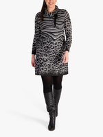Платье-туника chesca Animal Burnout с воротником-хомутом, черный/серый